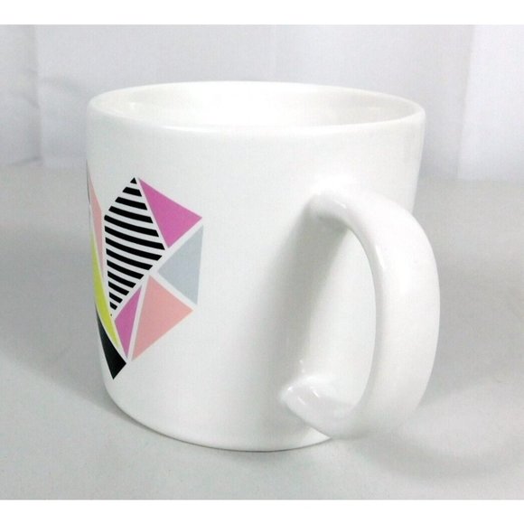 Caribou Coffee Geometric Heart White Coffee Mug All HEART 2016 Ceramic 12 oz - Picture 6 of 10